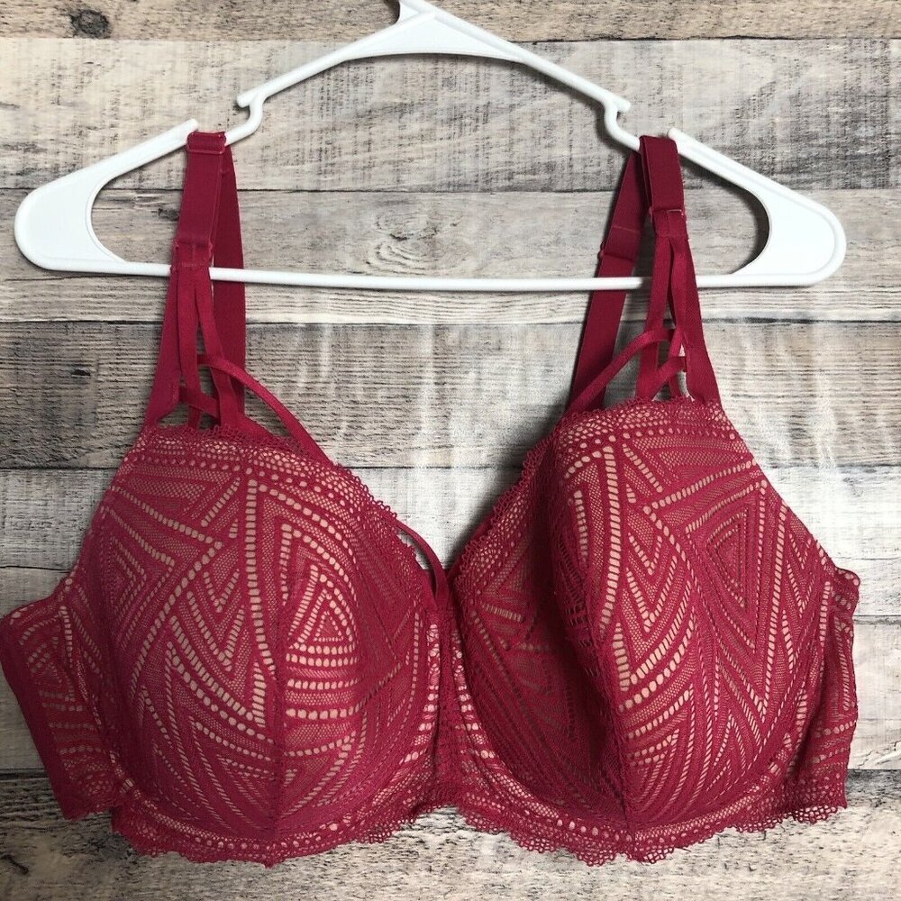 Adore Me Women's Plus Trezza Contour Balconette Bra Red Size 42DD